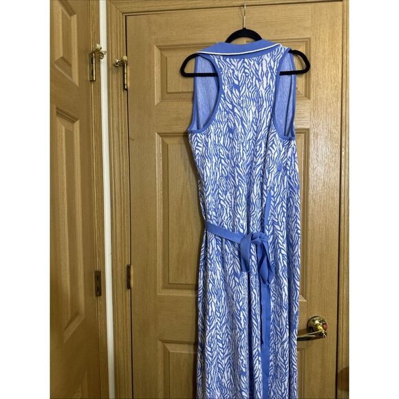 Diane Von Furstenberg DVF Target Wrap Dress Sweater XL Blue Preppy Coastal - Picture 7 of 8